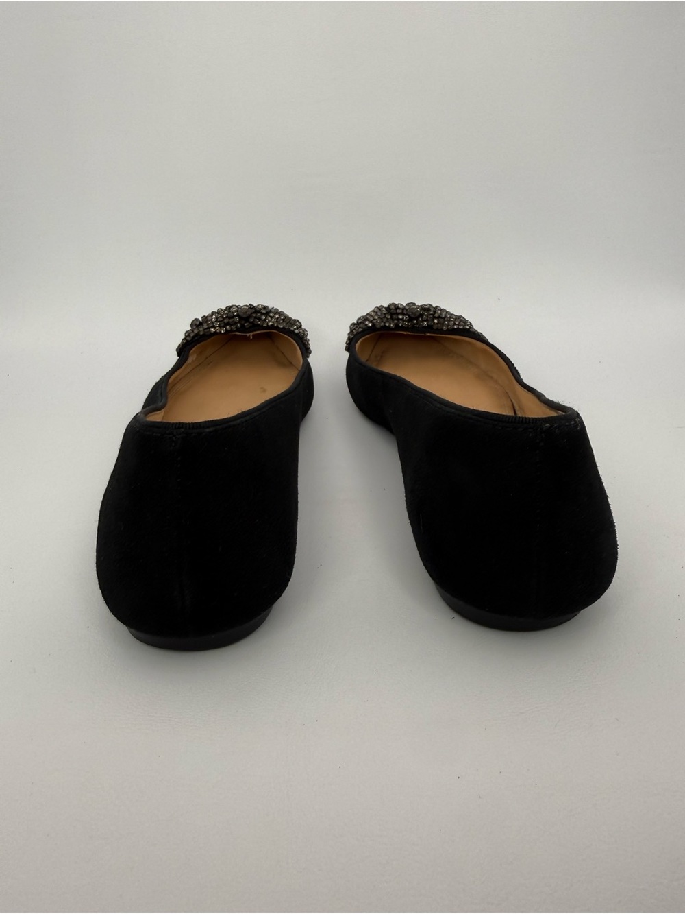 Tory Burch Vanessa Black Suede Pointed Toe Crystal -Bow Ballet Flat Sz 9.5 Prepp - Picture 9 of 17